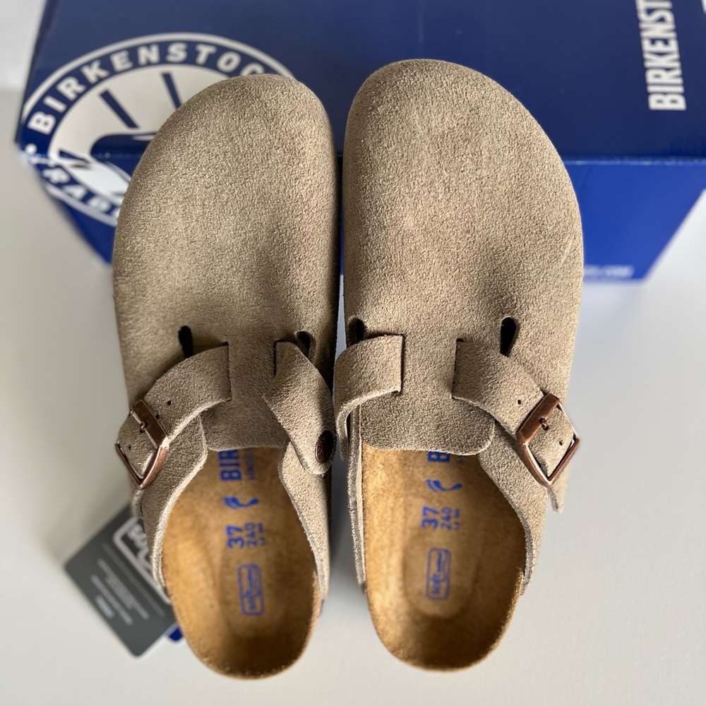 ✨Birkenstock Boston Clogs-Suede-Soft Footbed-Taupe BNWT! Size EU37-US Sz 6-6.5✨